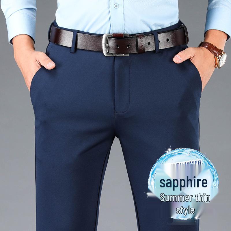 

Men s Autumn/Winter High Waist Elastic Straight-Leg Loose Casual Pants - Non-Iron, Middle-Aged Dad Style 38 [3 feet]