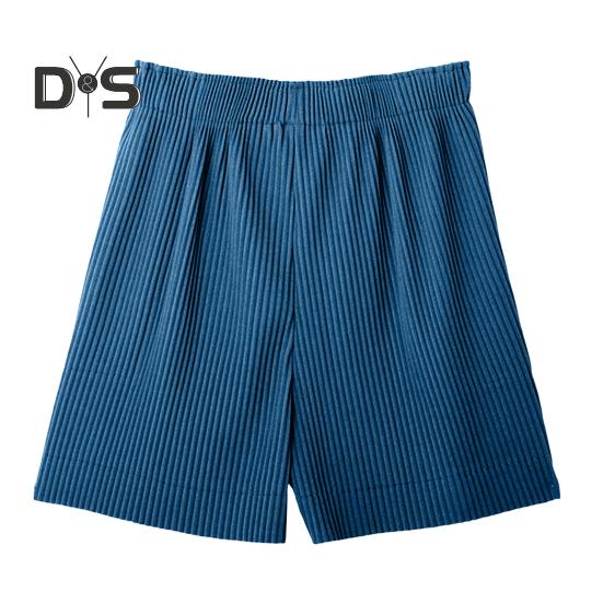 Women Shorts Elastic High Waist Ribbed Design Solid Color Casual Loose Fit Shorts Summer Wide Leg Shorts