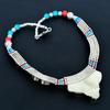 Türkis, Koralle 925 Sterlingsilber Halskette Tibetsilber Halskette Böhmische Antike Halskette Handgefertigter Schmuck Nepalesische Halskette Geschenk für Ehefrau