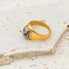 2022 Retro Style 18K Gold-Plated Titanium Steel Hip-Hop Agate Ring for Women