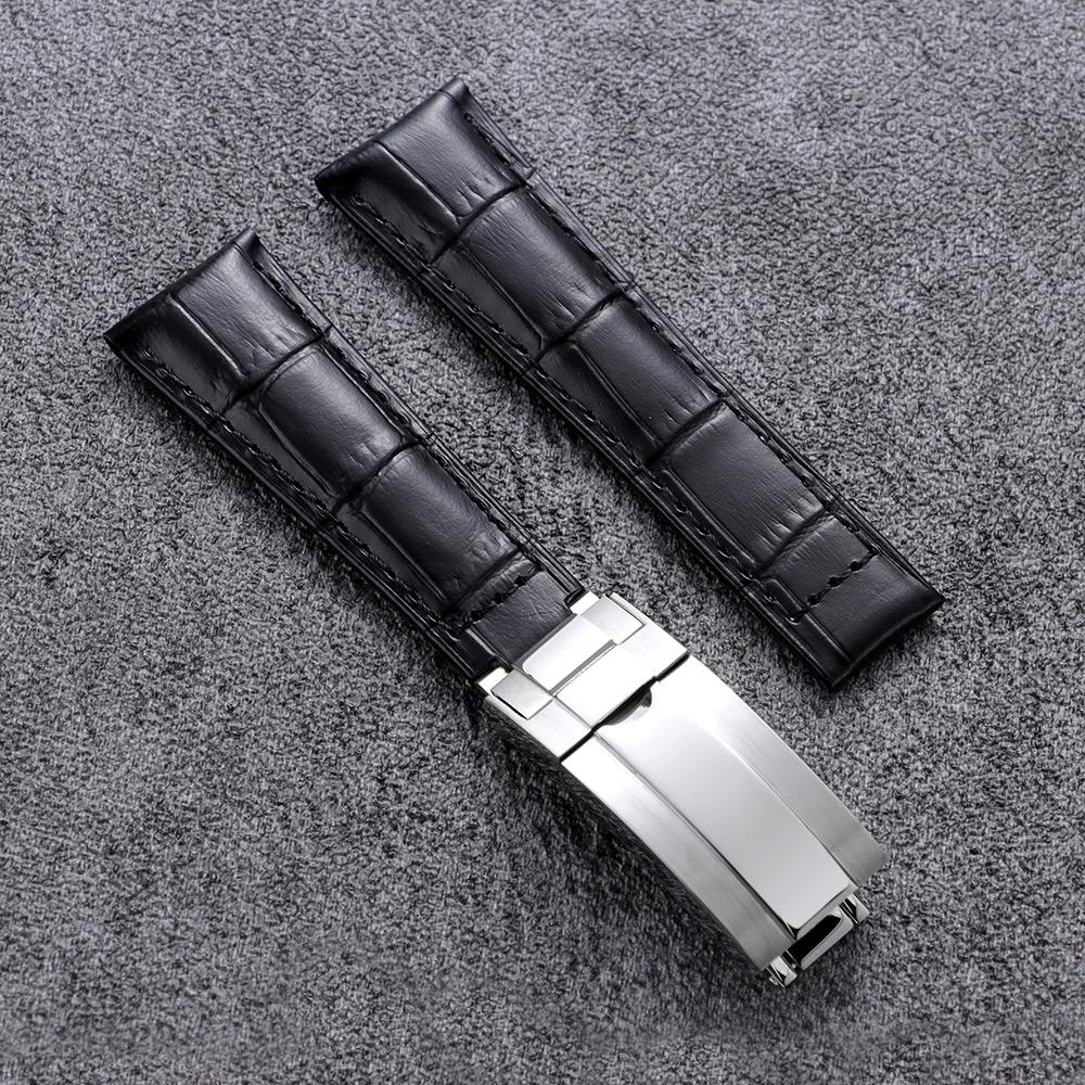 20mm Genuine Leather Watch Band for Rolex Water Ghost SUBMARINER Yacht-Master DAYTONA GMT Slub Cowhide Straps Watch Accessories