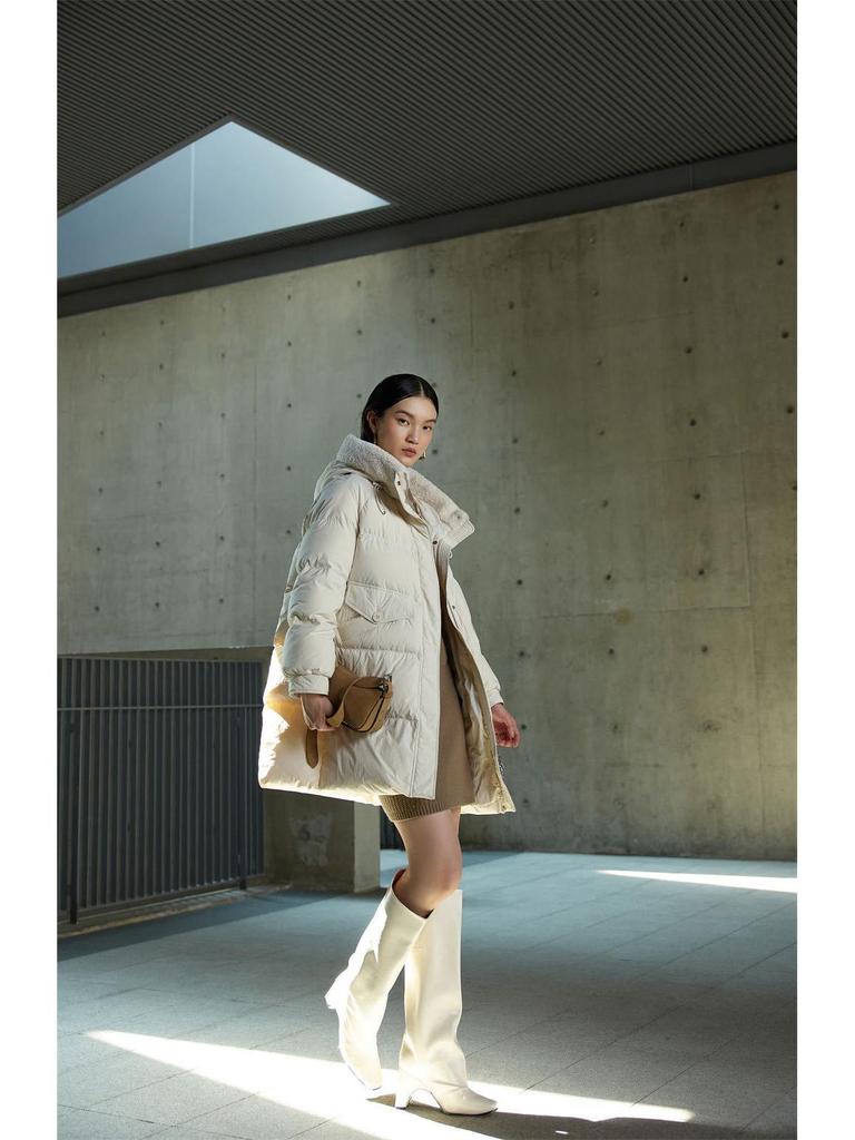 Yaqiu 2025 Damen Winter Kapuzen Patchwork Daunenjacke - Dick & Warm, Mittellang, Lockere Passform