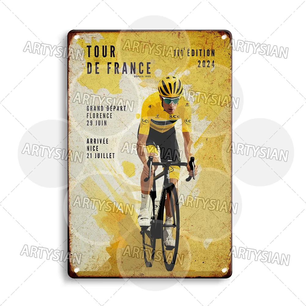 Vélo Tour De France Cycling Metal Sign Les Pyrénées Auvergne Les Vosges Col Du Galibier Col d'Aspin Tignes Col De La Bonette