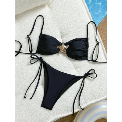 Dámský bikini set Kovová Hvězdice Plavky Šněrování na straně 2 díly Tanga Plavky