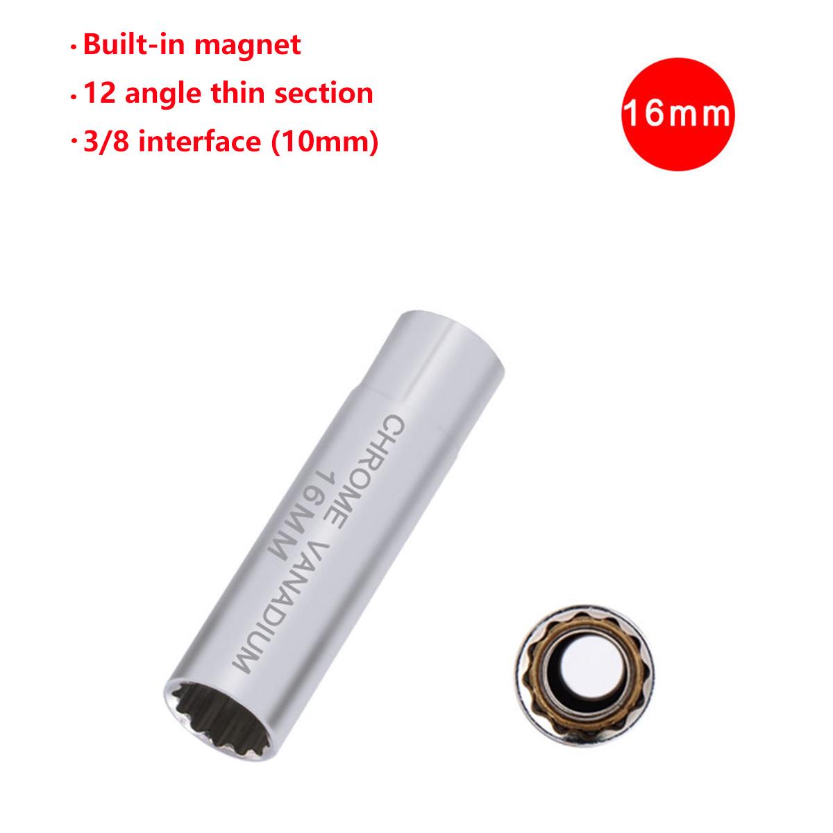 

Универсальный ключ для свечей зажигания, 3/8, магнитный, 12-угольный, тонкая стенка для инструмента для снятия свечей зажигания 14/16 мм, авторемонтный инструмент