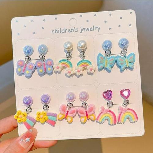 Girls' Ear Clips Cute Cartoon Children's Earrings Little Girls Princess Earrings No Pierced Ears Fake Earrings No Ear Jewelry