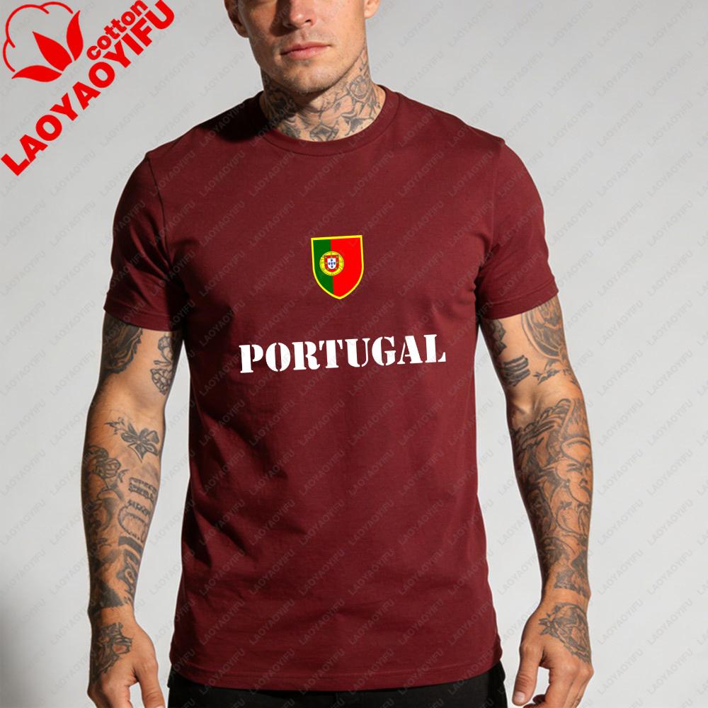 Portugal Soccer Graphic Tshirt Unisex Summer Cotton Short Sleeve Shield Flag Soccer Fan Soccer Party Supplies Casual Daily Wear