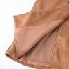 2024 Autumn Women's European-American Style Suede Double-Breasted Long-Sleeved Coat