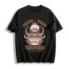 Fun Octopus Takoyaki Graphic Tee Japanese Street Food Style Unisex Casual Loose Crewneck Top Pure Cotton T-shirt