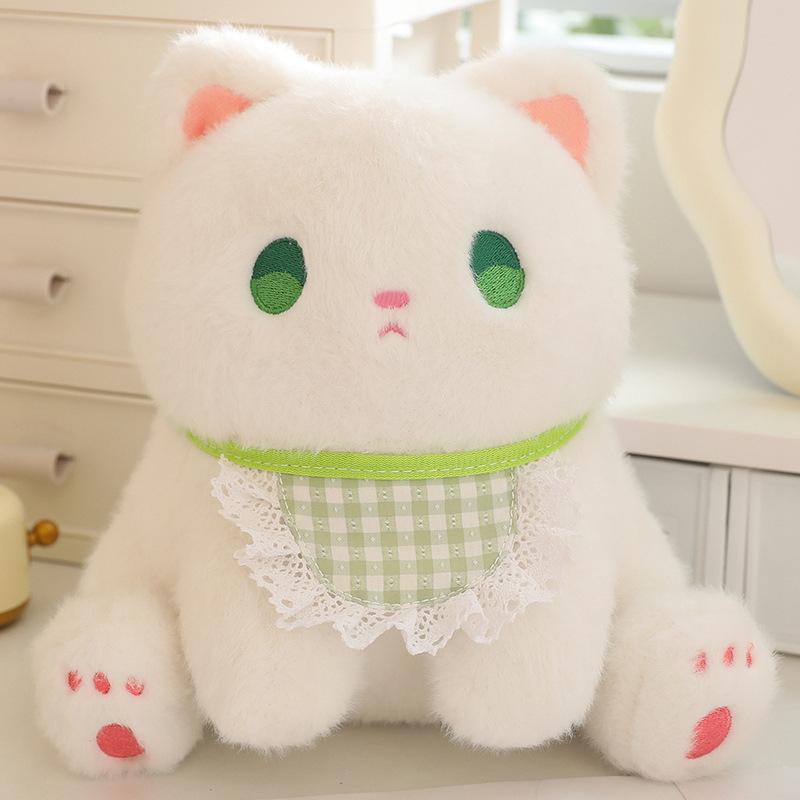

Eyed Cat Big Plush Toy Soft Short Fur Cartoon Kitten Doll Kids Birthday Gift White Green,20cm/7.87in