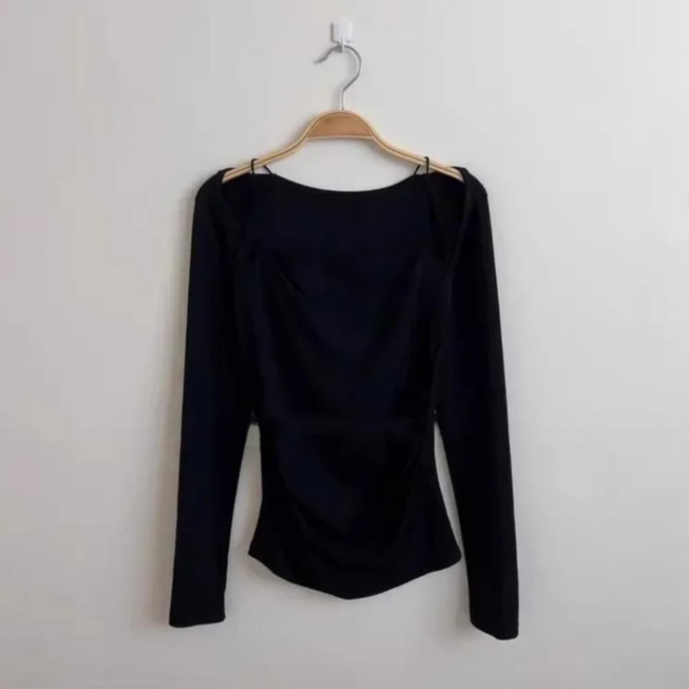 Korea New Style Pure Desire Sexy Off-The-Shoulder Two-Piece Illusionslims Women's Long Sleeve T-Shirt Versatile Smoot