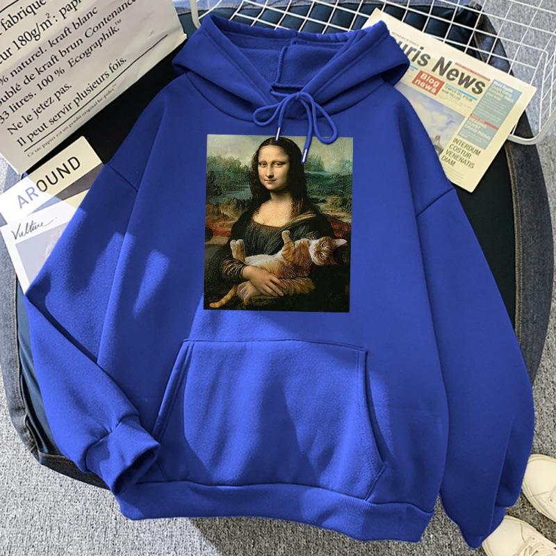 T Shirts Mona Lisa Hugging Cat Kawaii hoodie