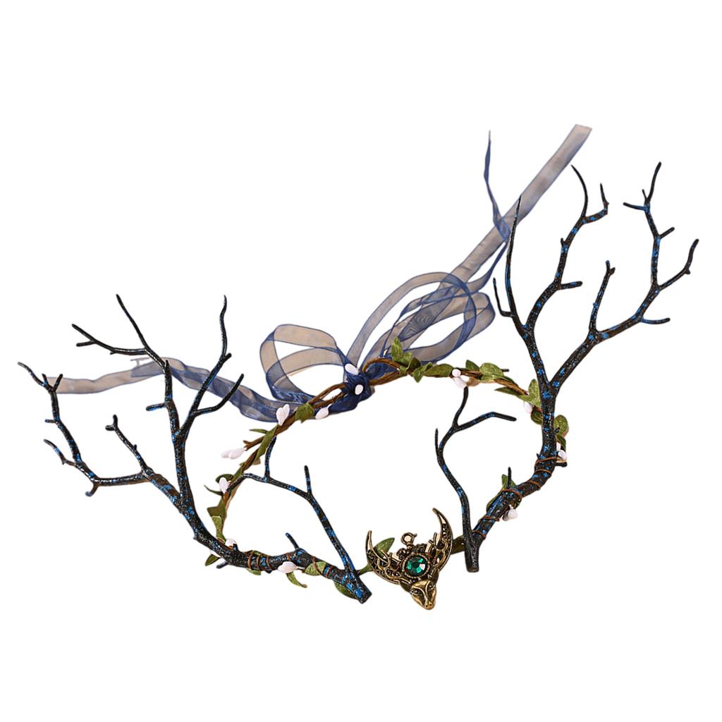 Natural Elf Forest Theme Headpiece With Realistic Twigs And Plastic Grass For Outdoor Party Photography Costume Props