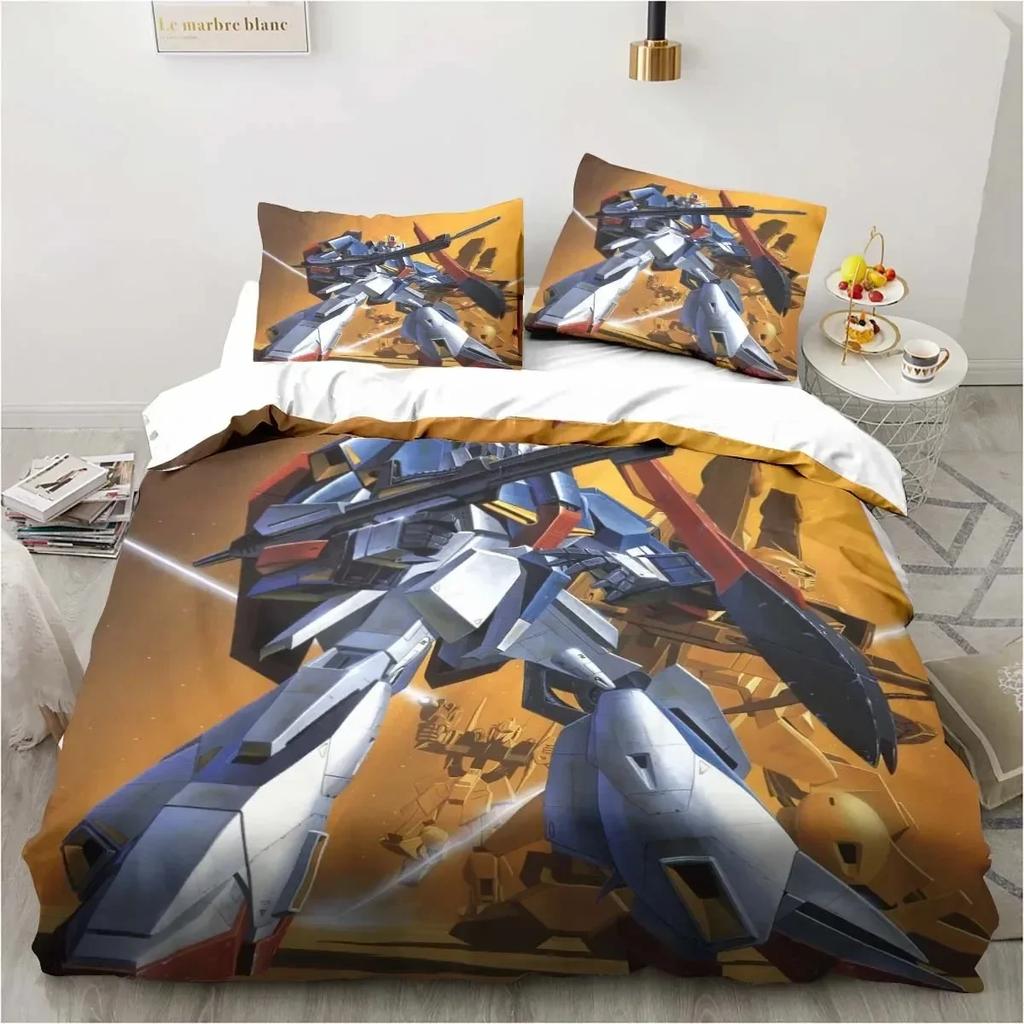 3D Printer Soldier Cartoon Pattern Three-Piece Set Delicate Quilt Cover Pillow Case Housewares Set Beautiful Gift Household
