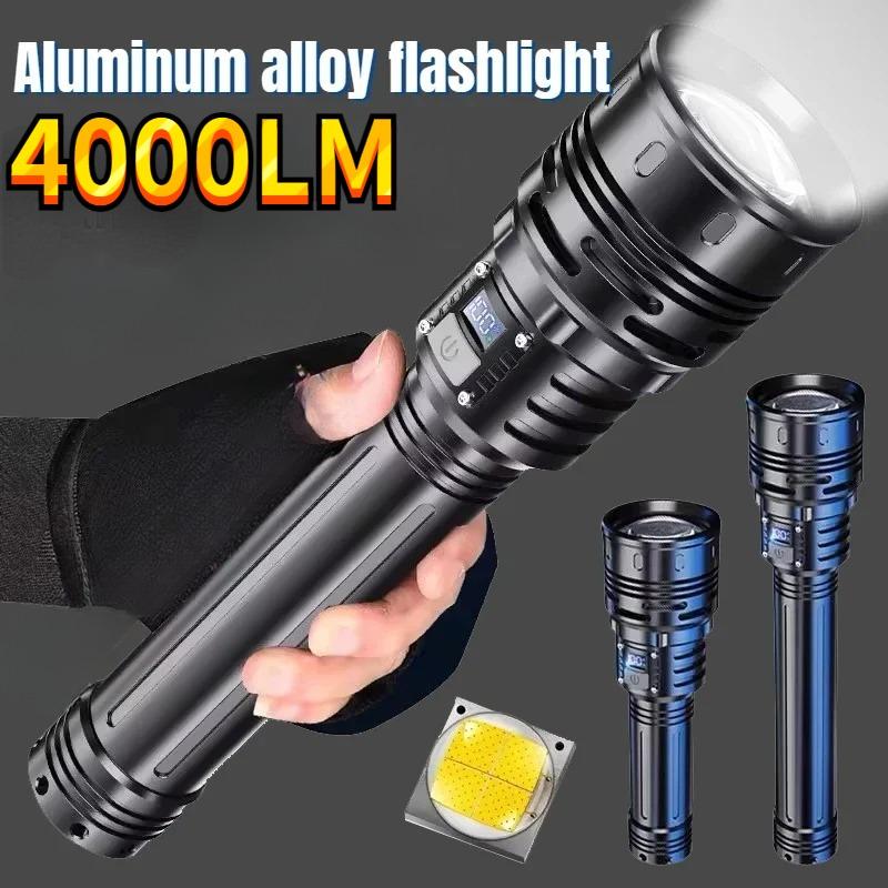 10000MAH Powerful LED 10000mah Flashlight Charging Telescopic Focus Remote Long Strong Hand Lamp Laser Camping Torch Zoom Display