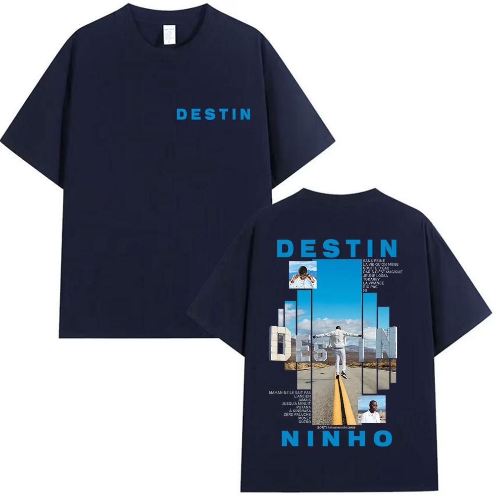 Rapper NINHO DESTIN Tour 2025 Graphic T Shirt Men's Summer Fashion Oversized Cotton T-shirts Vintage Hip Hop T-shirt Streetwear