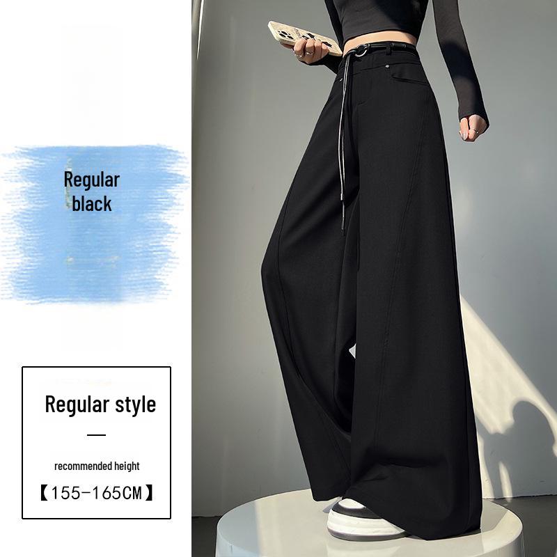 

Women s Black High-Grade Wide-Leg Pants - Spring 2025 Fashion, High-Waist, Slim, Loose, Straight-Leg Casual Style M