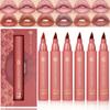 Läppfärgspenna 3 st Set, Lätt Läppfärg, Flytande Läppstift med Nude Matta Nyanser, Läpplinje och Stift 2-i-1, Långvarig och Vattentät