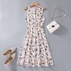 Lady Gentle Sweet Round Neck Small Floral Sleeveless A- Line Waist Fitted Slim Looking Summer Dress Women's Dress