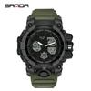 Fashion SANDA 6030 Men's Electronic Watch Outdoor Sports Multi functional Dual Display Waterproof LED Men's Electronic Watch