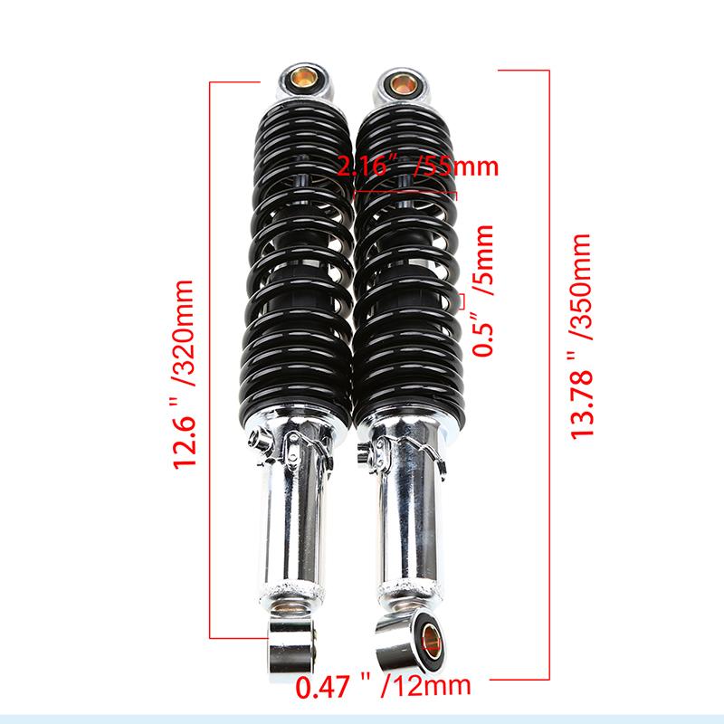 1pair 320mm Motorcycle Rear Suspension Shock Absorber Spring Adjustable Shock Absorbers Fit for Suzuki GS125 150cc and Most 90cc 110cc 125cc 150cc