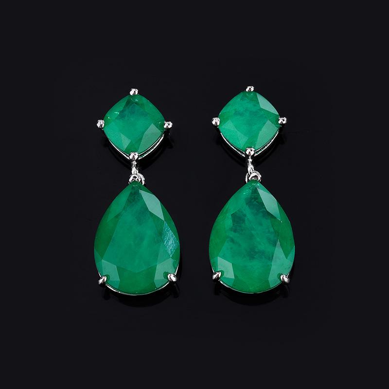 Emerald Paraiba Blue Dangle Earrings for Women - Simple and Stylish Jewelry
