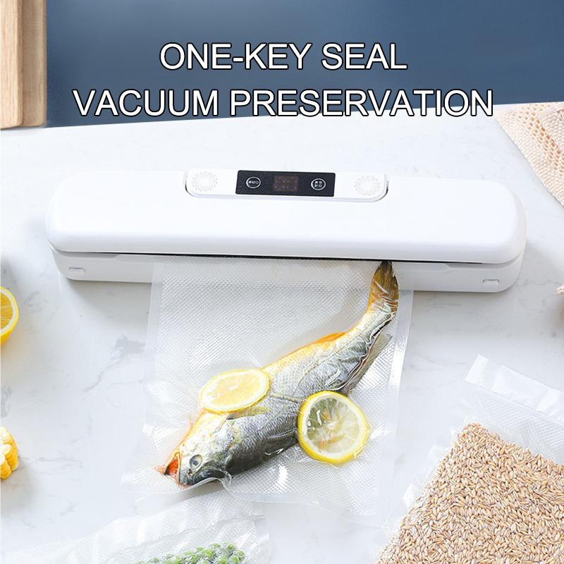 Vacuum Sealer MachineCompact Food Saver with Vacuum Sealer Bags Dry Moist Fresh Modes Air Sealing for Kitchen Food Storage White