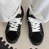 Unisex Czarne Zamszowe Buty Skateboardowe Kontrastowe Sznurowadła Antypoślizgowe Codzienne Trampki do Noszenia na Co Dzień