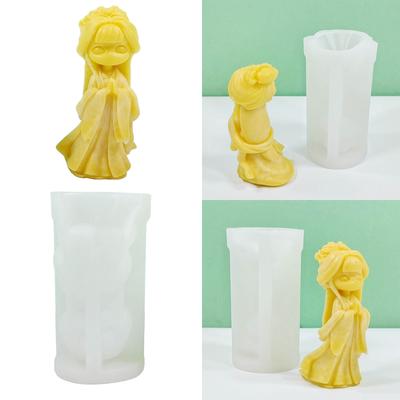 Antike Puppenkerze Silikonform 3D Mädchen Aromatherapie Gips Seife Harzform DIY Schokoladenkuchen Backwerkzeug Heimdeko