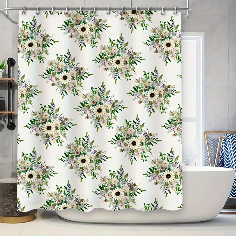 

Vintage Floral Shower Curtain: Home Decor Watercolor Bathroom Fabric Shower Doors Hanging Waterproof Print Curtains For Kitchen W60H190(CM)-1 Pcs