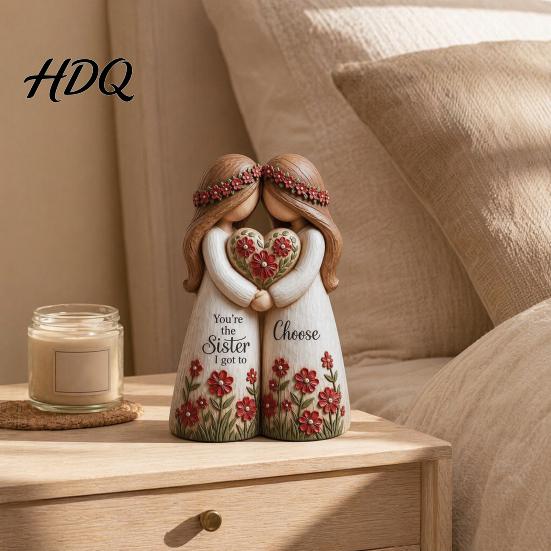 Best Friend Statue Sisterhood Statue Sisters Forever Handcrafted Resin Sculpture with 2 Sister Bond Decoration 3 4 Figurines Friendship Gifts for
