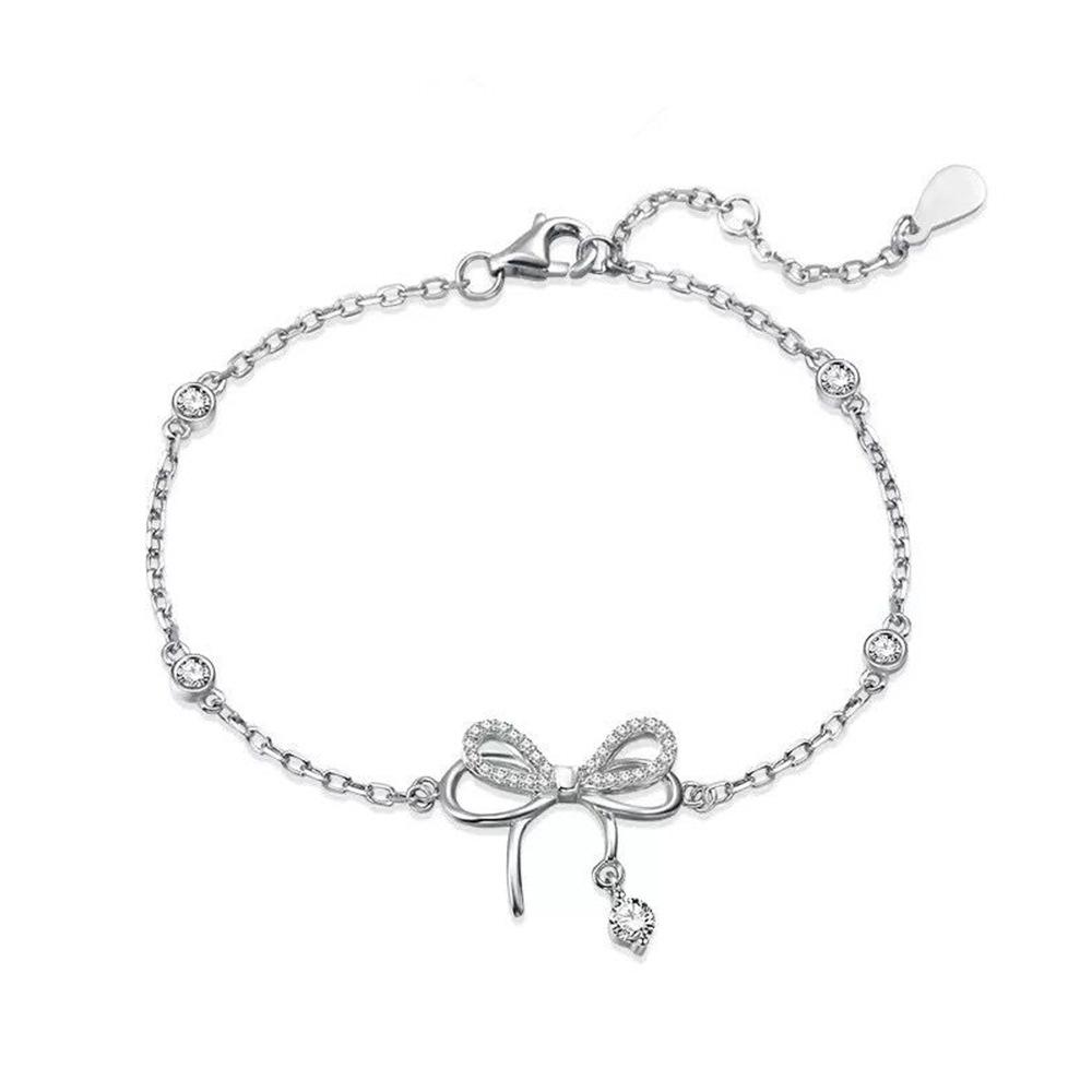 Butterfly Dream Smart Bow Pendant Necklace Women'S Niche Light Zircon Stud Earrings Bracelet Three-Piece Ornament Women'S Fashion