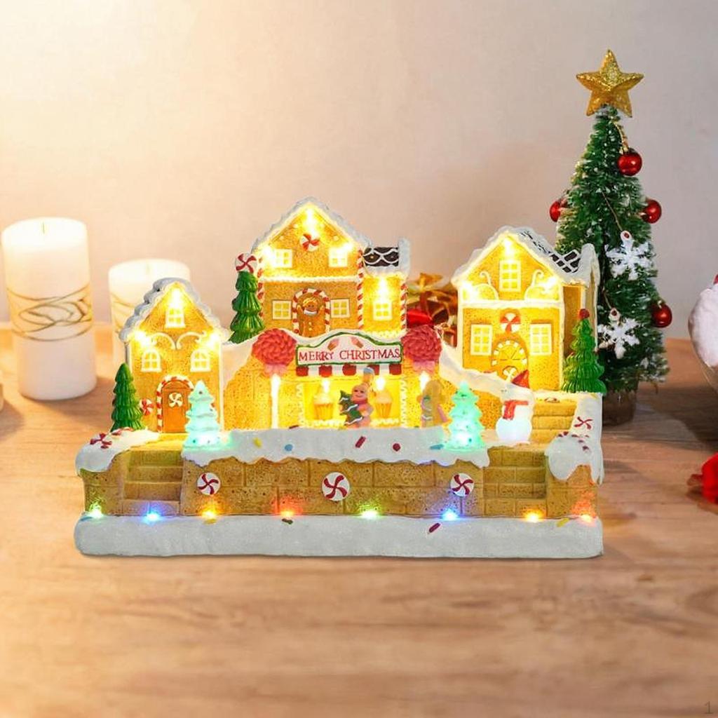 Christmas Village Music Box Creative Gingerbread Skating Toy Collectible Home Decor Figurine Desktop