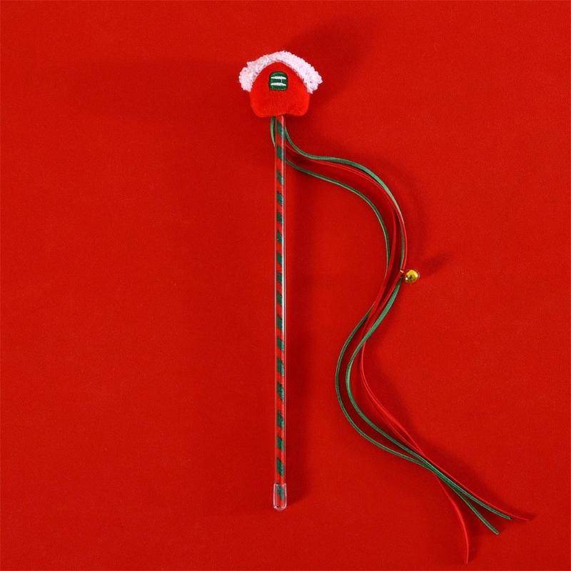 Lovely Cat Plush Toy Cat Wand Toy Fishing with Plush Reindeer for Indoor Cats Kitten Playing Teaser