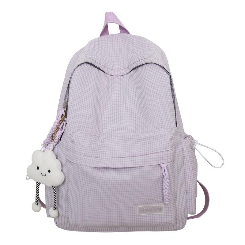 Little Fresh and Artistic Girl Backpack Junior High School Students High School Students Plaid Lightweight School Bag Large Capacity Backpack