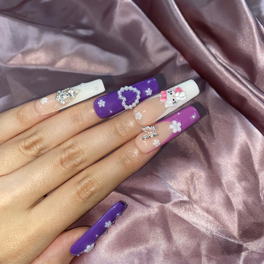 Thick and Hard Artificial Fingernails Square and Long Manicure False Nails with Glue Stickers Press on Nails