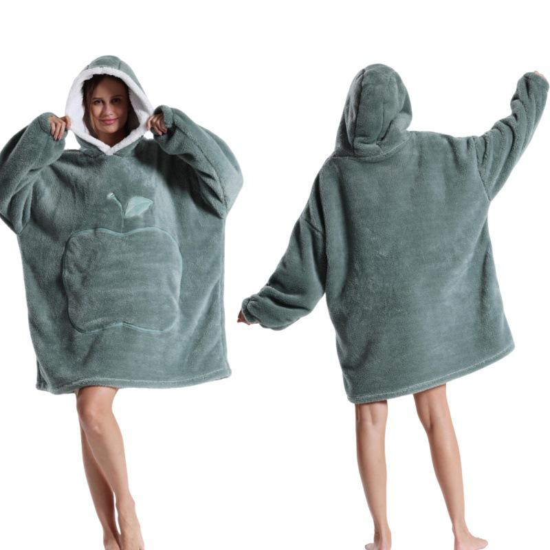 Cozy Hooded TV Blanket - Outdoor & Indoor Cold-Proof, Thick, Solid Color, Long Sleeves, Couples' Wear