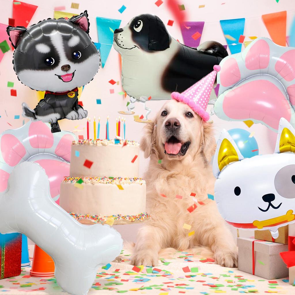 Dog Balloons, 7 Pcs Dog Birthday Balloons Decorations Set - Puppy Balloons, Paw Balloons Dog Bone Balloon for Birthday Party Decorations