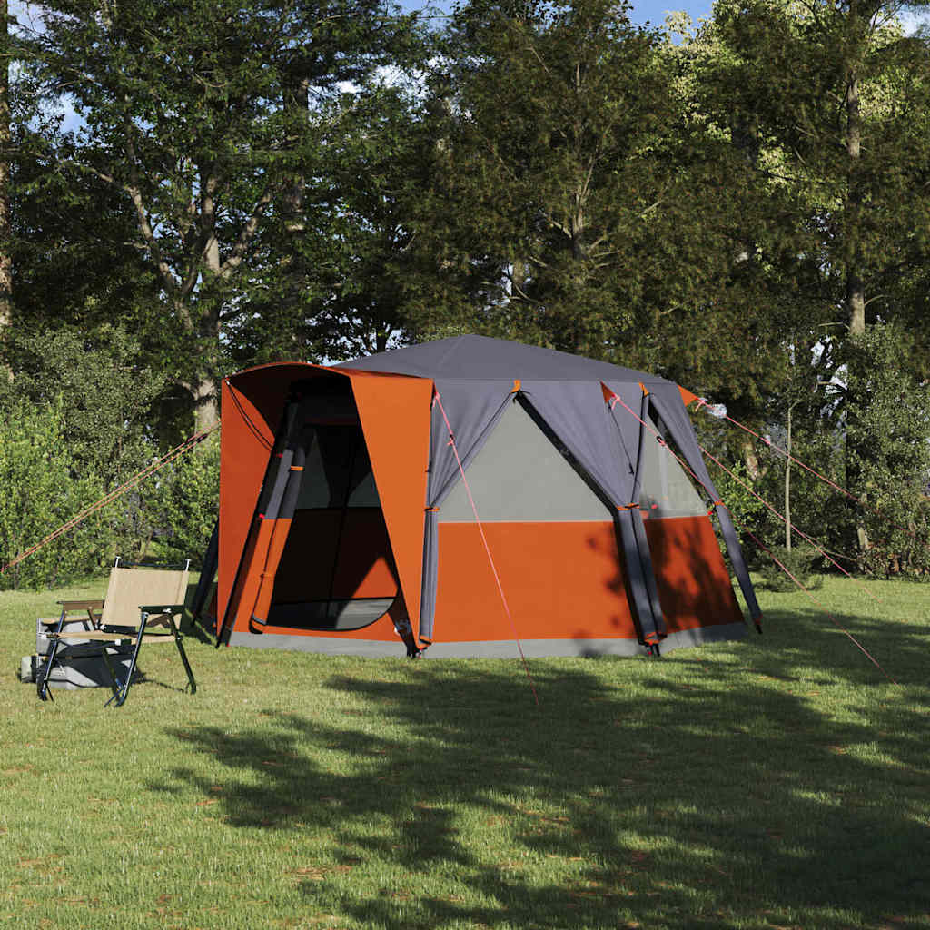 6 Person Tent with Grey and Orange Roof 425 x 396 x 222 cm
