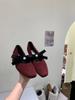 Gentle little fragrant Mary Jane shoes winter 2025 French temperament elegant bow fairy velvet single shoes woman
