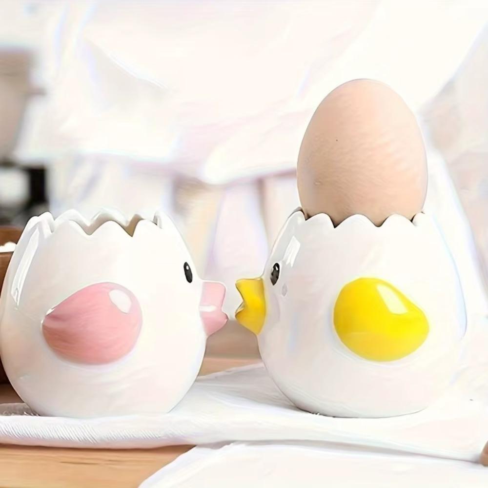 1ks Cute Little Kuřecí Keramický Oddělovač vajec Kreativní Oddělovač vajec Oddělovač vaječného žloutku Oddělovač bílků Filtr Nástroj na pečení pro pekařství