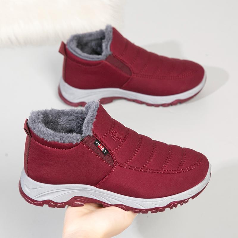 Fashion Winter Cotton Shoes, Waterproof Snow Boots With Plush And Thick Cotton Boots, Polyurethane Warm And Casual Walking Shoes Woman