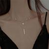 European And American Fashion Geometric Long Strip Circular Double Layer Simple Necklace Collarbone Chain For Women