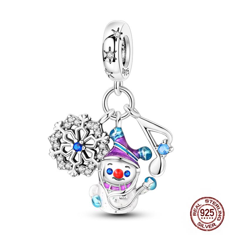 Christmas Charms Copper Fit Pendant Original Bracelets Santa Claus Snowflake Tree Gingerbread Man Beads Diy Jewelry