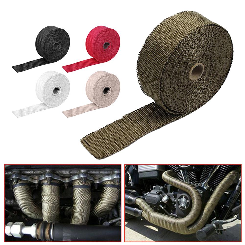 5M Roll Fiberglass Heat Shield Motorcycle Exhaust Header Pipe Heat Wrap Tape Thermal Protection Exhaust Pipe Insulate