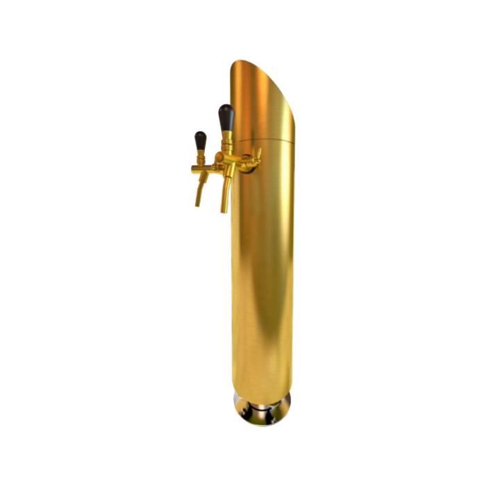 Beer Column - ICH-ZAPFE.DE - Tower Model - LED Lighting - Gold Finish - 114 Mm Ø