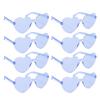 8 Pairs Heart Sunglasses PC Lens Novelty Frameless Heart Shaped Glasses for Women Beach Party Blue