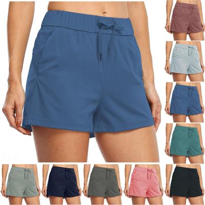 Einfarbige, schnürbare Shorts für Yoga, Laufen, Fitness, Freizeit