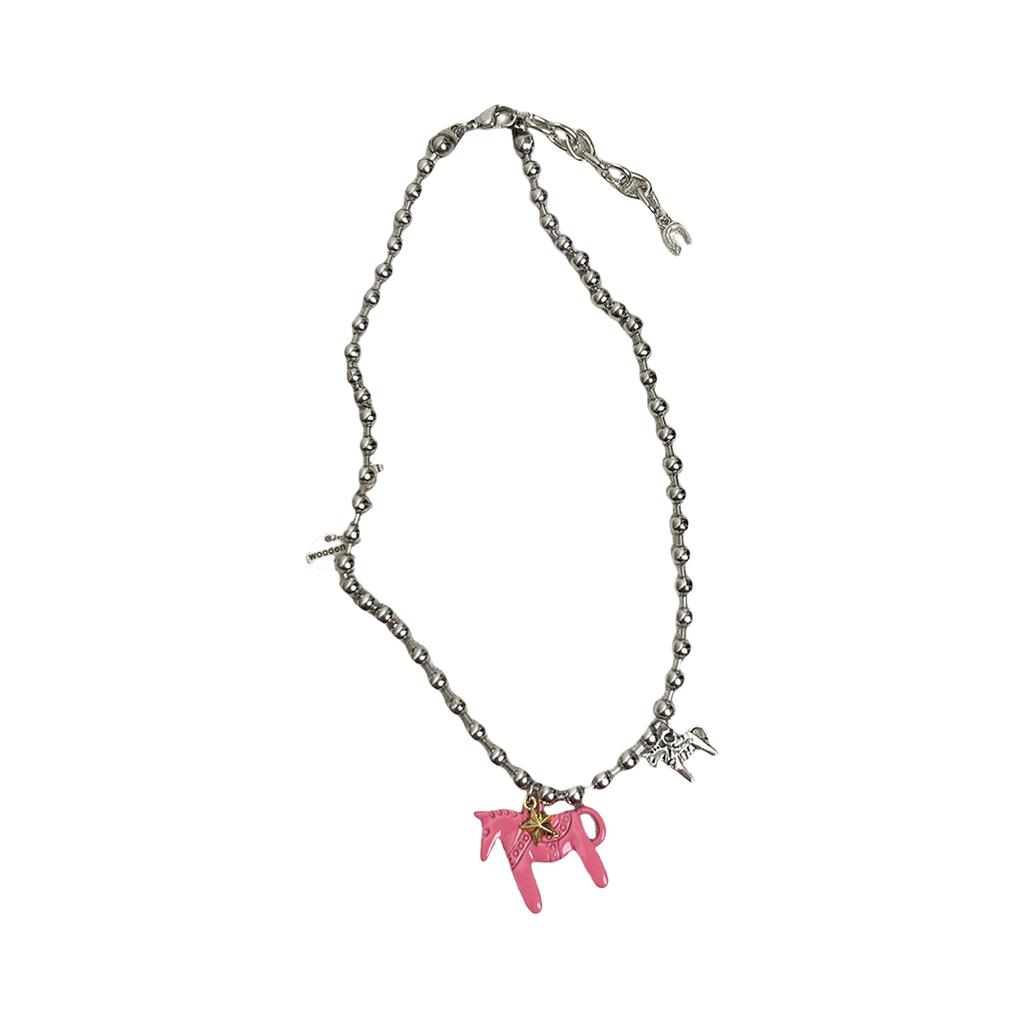 Cute Enamel Pony Pendant Necklace Trendy Blogger Inspired Jewelry Gift Sweet Style Layering Chain For Women