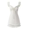 Practice, first love white dress, white suspender skirt with ruffle edge, short feminine French temperament fairy skirt